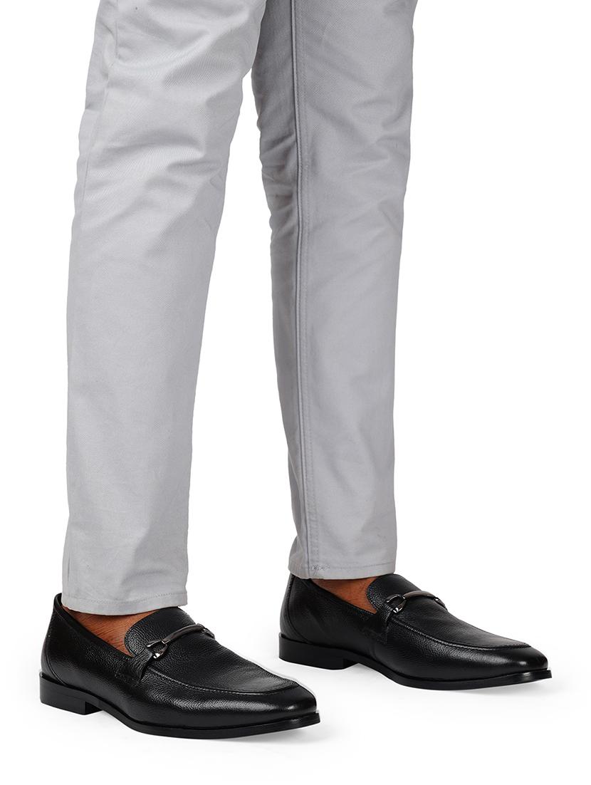 men solid black slip on moccasin - 20478172 -  Standard Image - 1