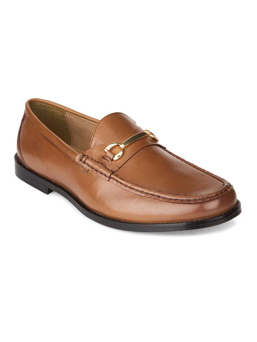 men solid brown slip on moccasin