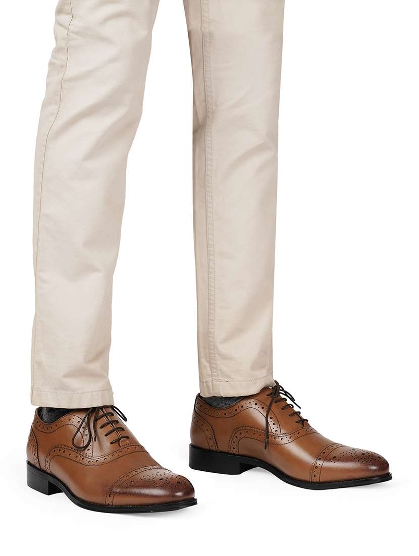 men solid brown lace-up brogue - 20478191 -  Standard Image - 1