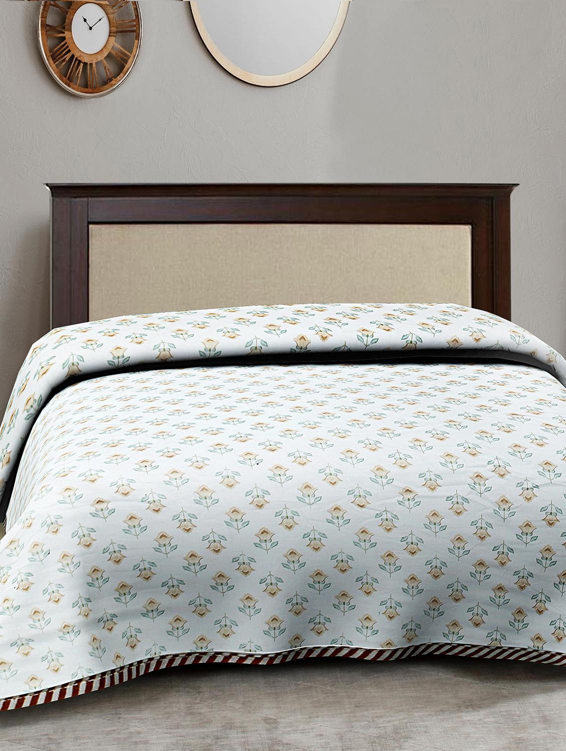 texstylers cotton reversible floral print 57 x 87 inches jaipuri single bed ac dohar - 20478360 -  Standard Image - 1