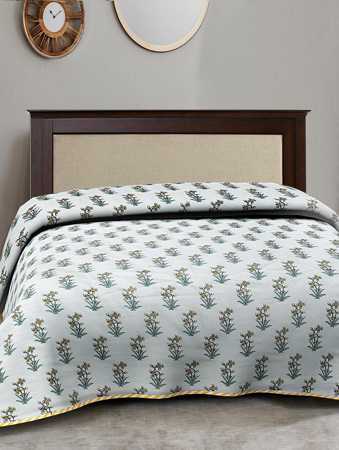 texstylers cotton reversible floral print 57 x 87 inches jaipuri single bed ac dohar - 20478363 - Standard Image - 1