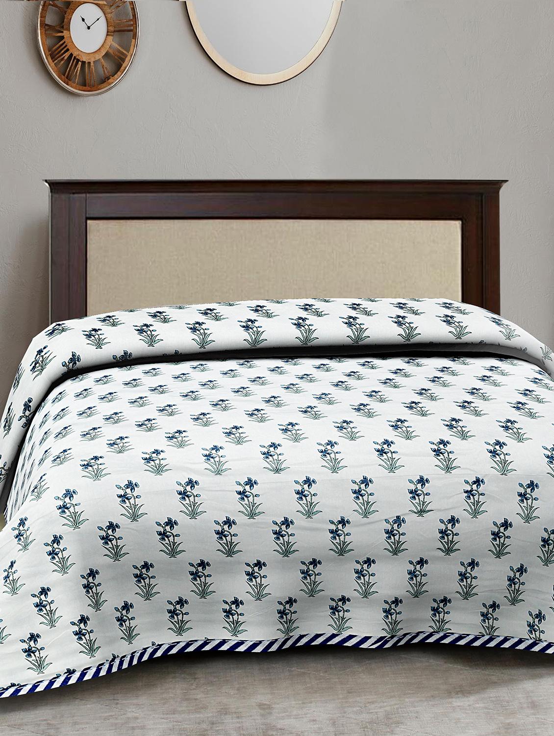 texstylers cotton reversible floral print 57 x 87 inches jaipuri single bed ac dohar - 20478365 - Standard Image - 1