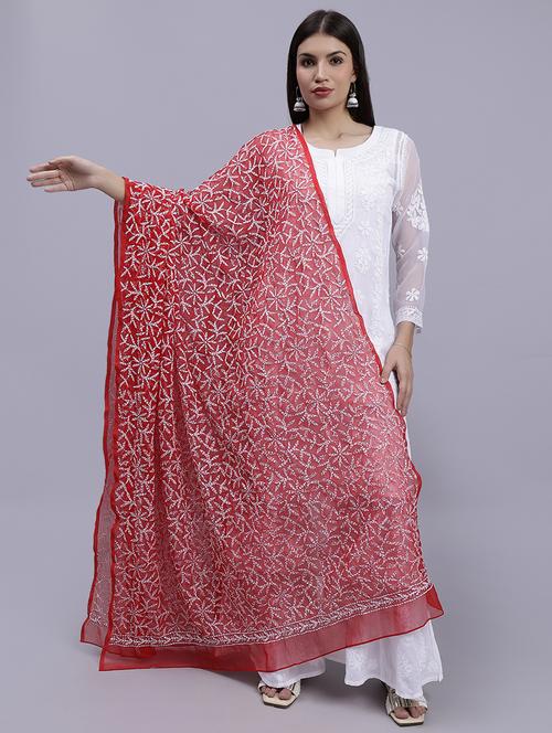 women red embroidered dupatta - 20478466 -  Standard Image - 0