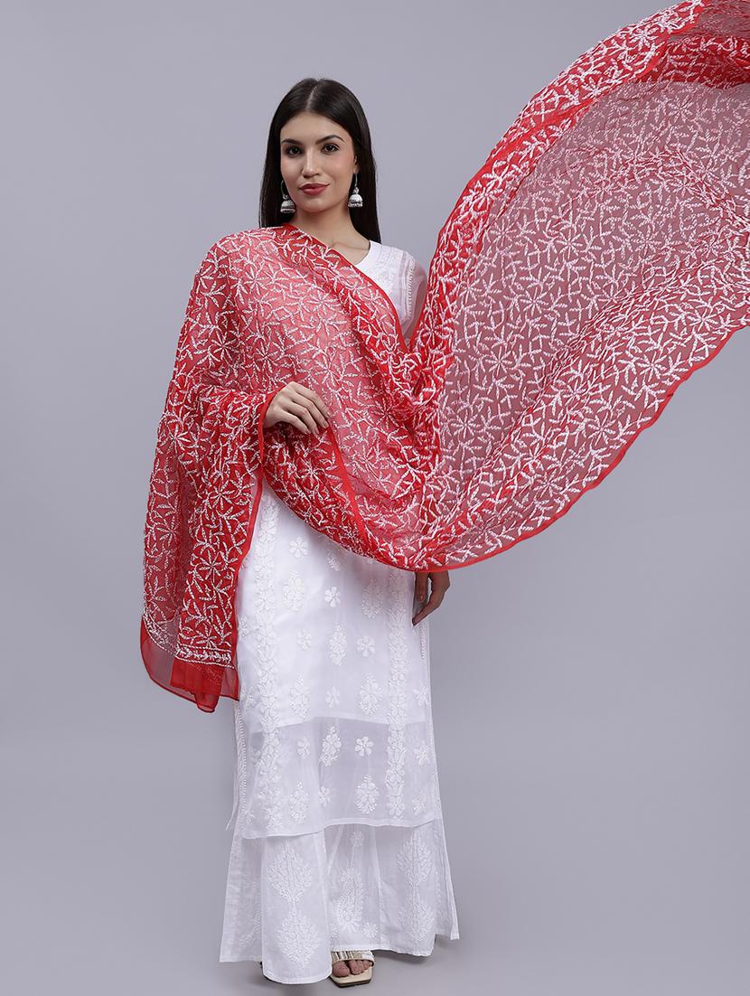 women red embroidered dupatta - 20478466 -  Standard Image - 1
