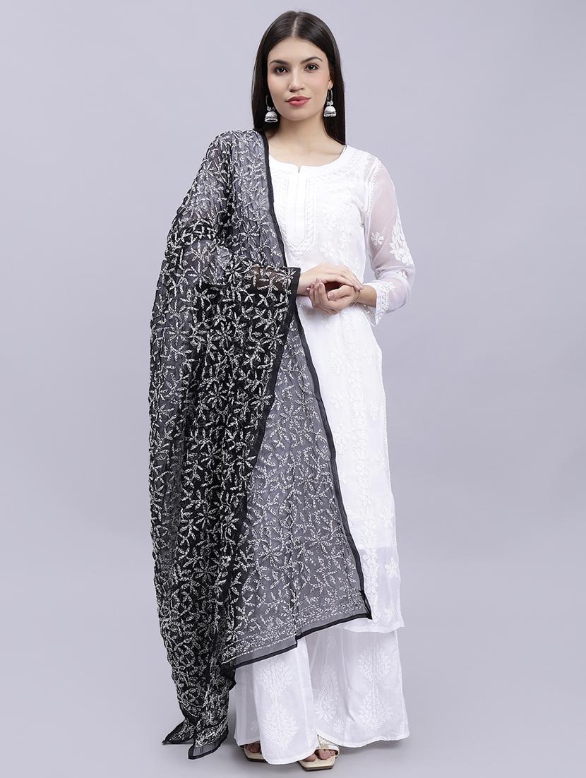 women black embroidered dupatta - 20478468 -  Zoom Image - 0