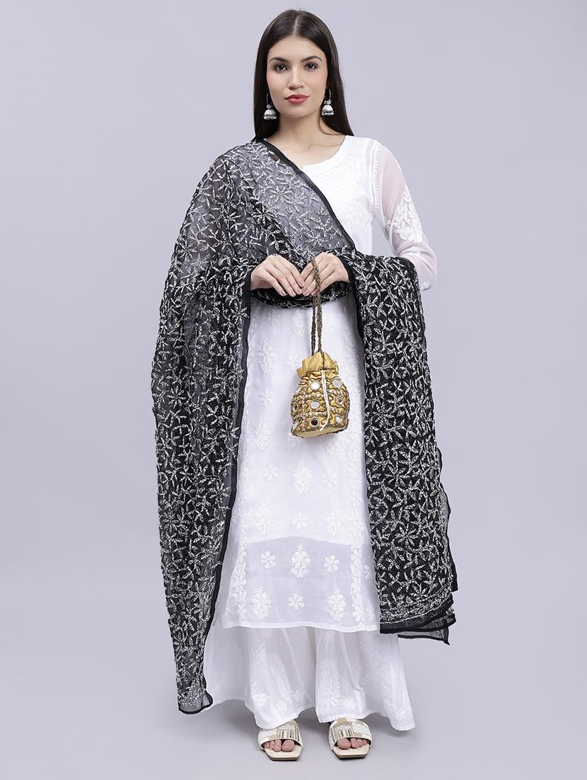women black embroidered dupatta - 20478468 -  Standard Image - 1