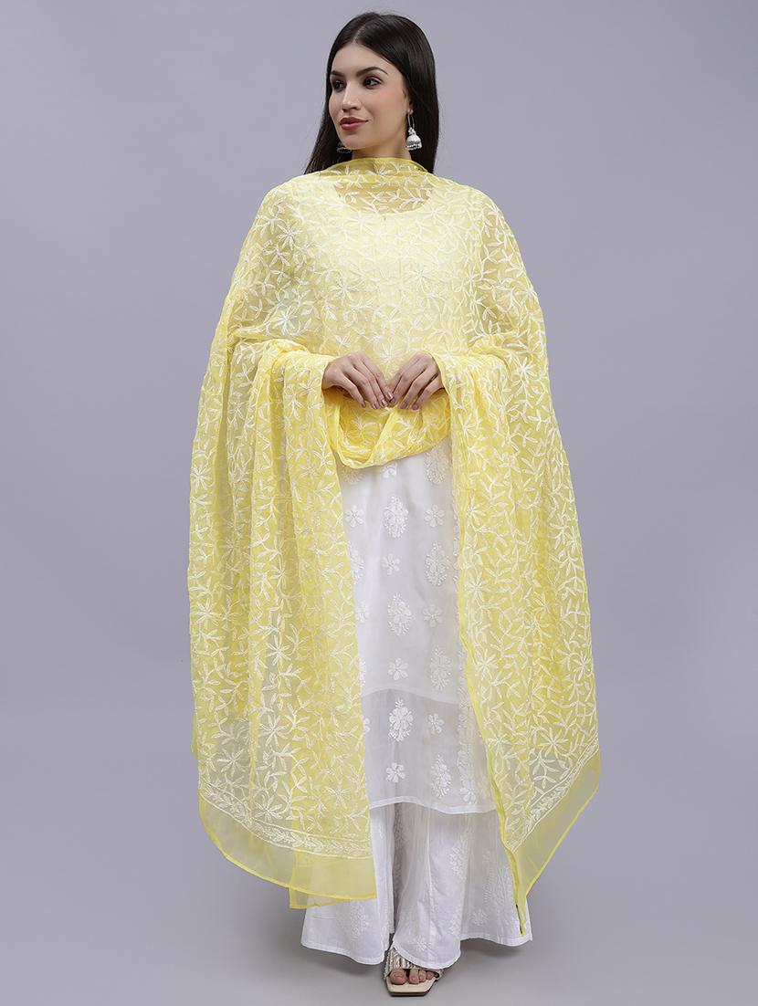 women yellow embroidered dupatta - 20478469 -  Zoom Image - 0