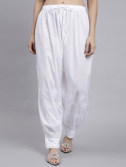 hand embroidered white harem pant - 20478473 - Standard Image - 0