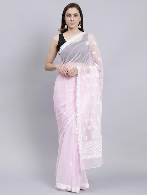 women's embroidered saree with blouse - 20478486 - Standard Image - 0