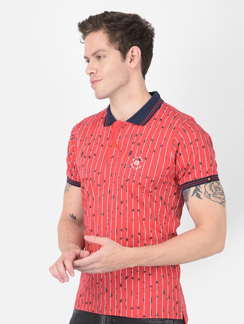 red printed polo t-shirt - 20478525 - Standard Image - 1