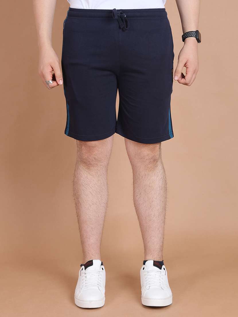 men side striped navy blue cotton shorts