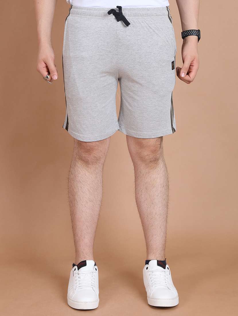 men side striped grey melange cotton shorts