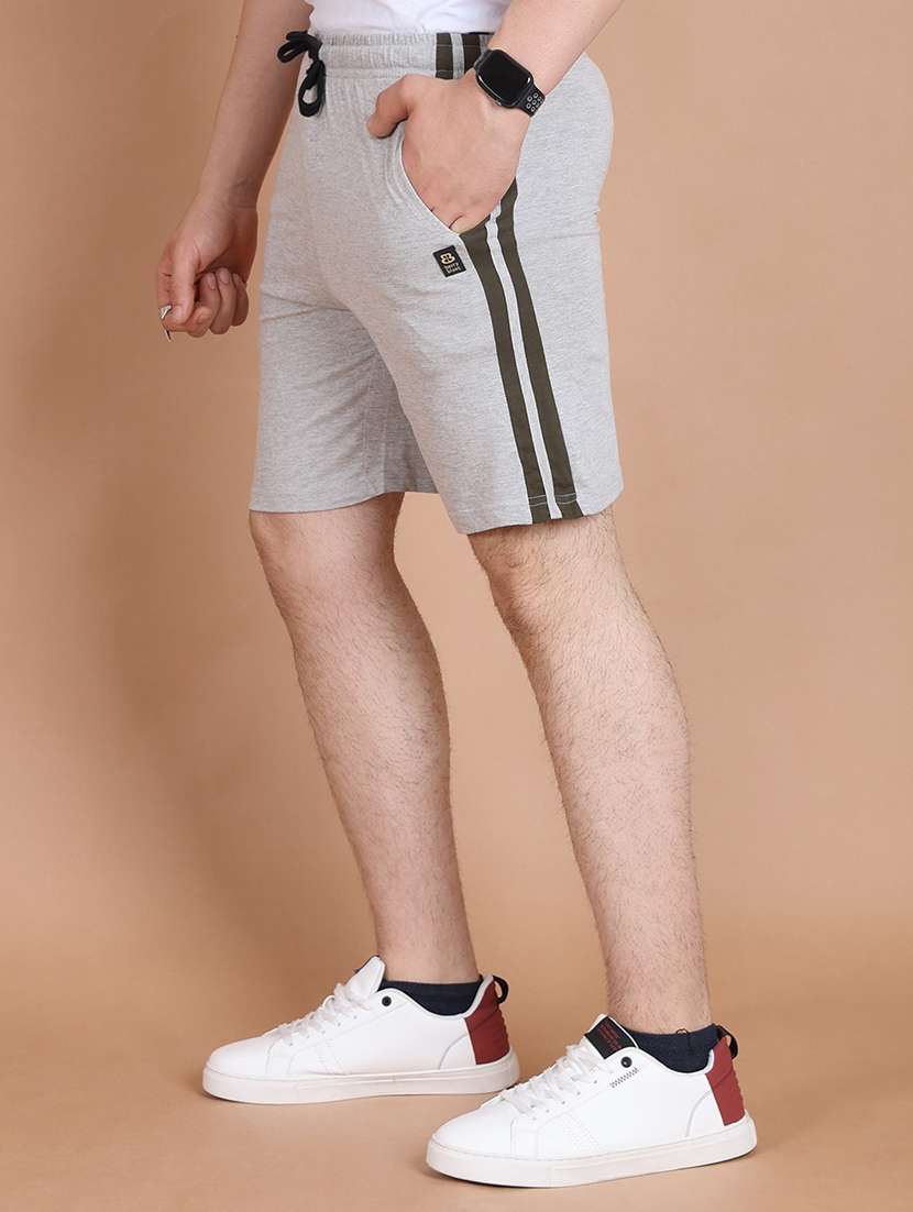men side striped grey melange cotton shorts - 20478540 -  Standard Image - 1