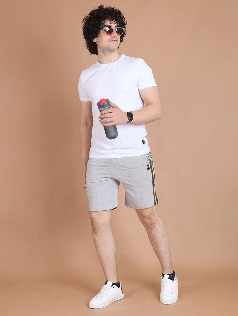 men side striped grey melange cotton shorts - 20478540 -  Standard Image - 4
