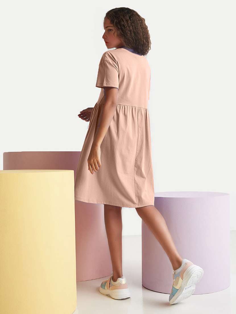 girls solid short sleeves cotton frock - 20478575 -  Standard Image - 1