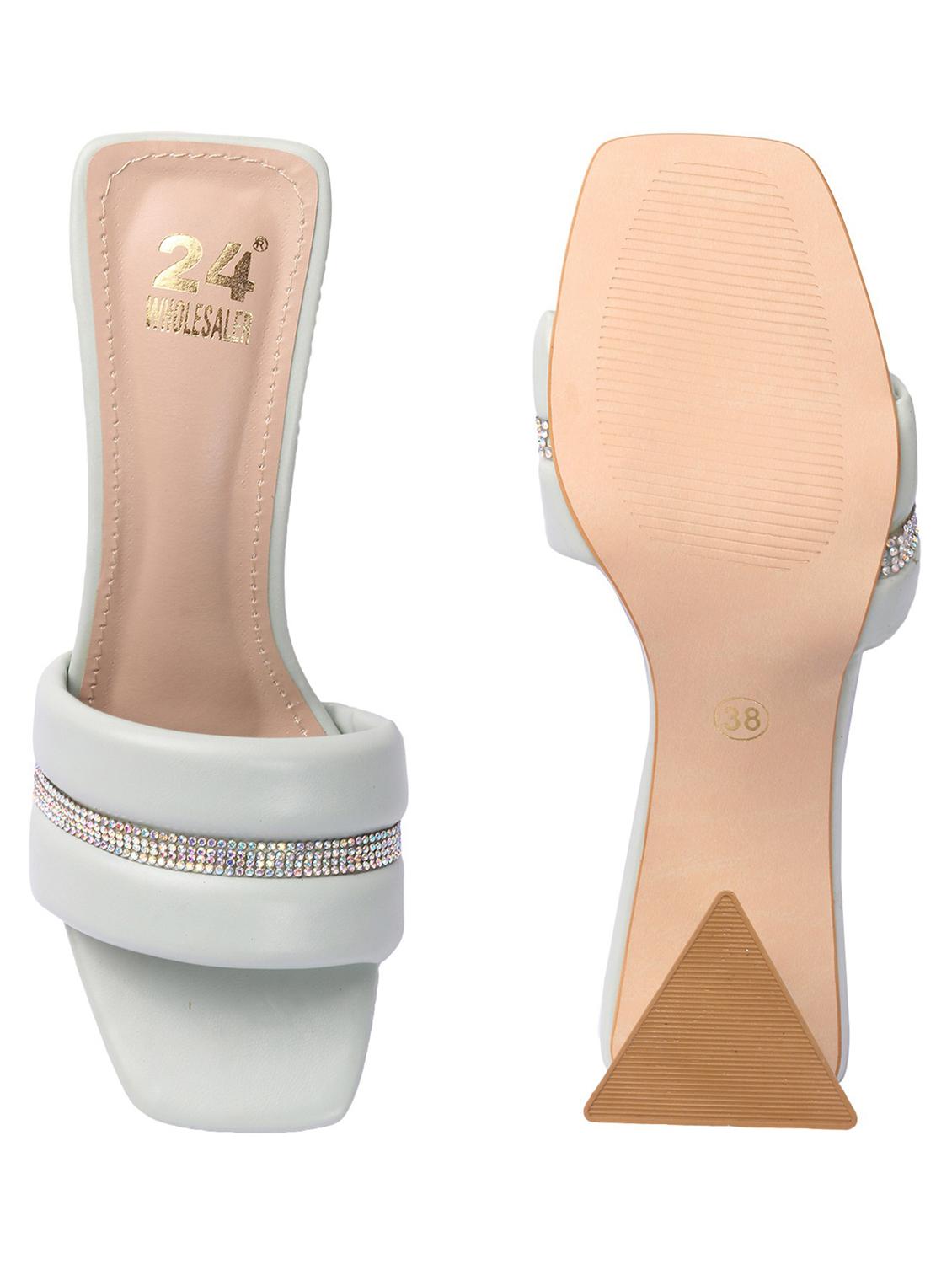 women embellished grey slip on heel sandal - 20478613 - Standard Image - 4