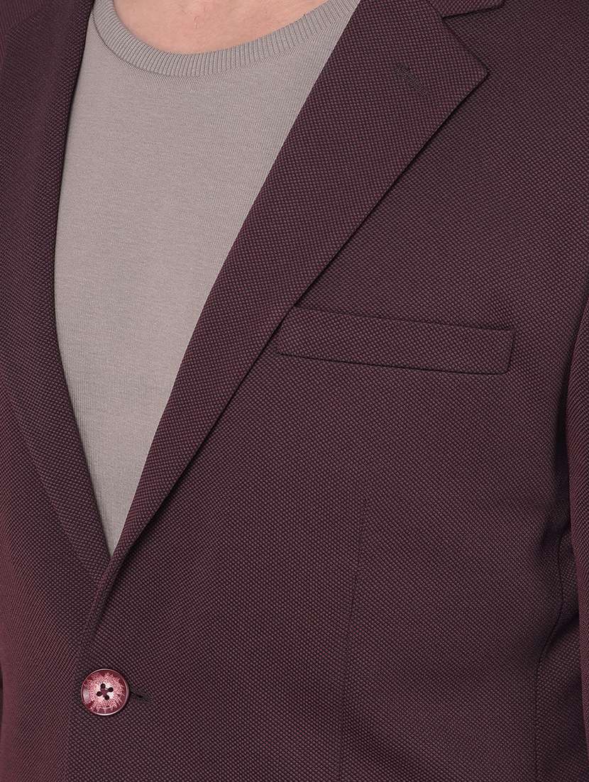 men solid purple polyester single breasted casual blazer - 20478706 -  Standard Image - 4