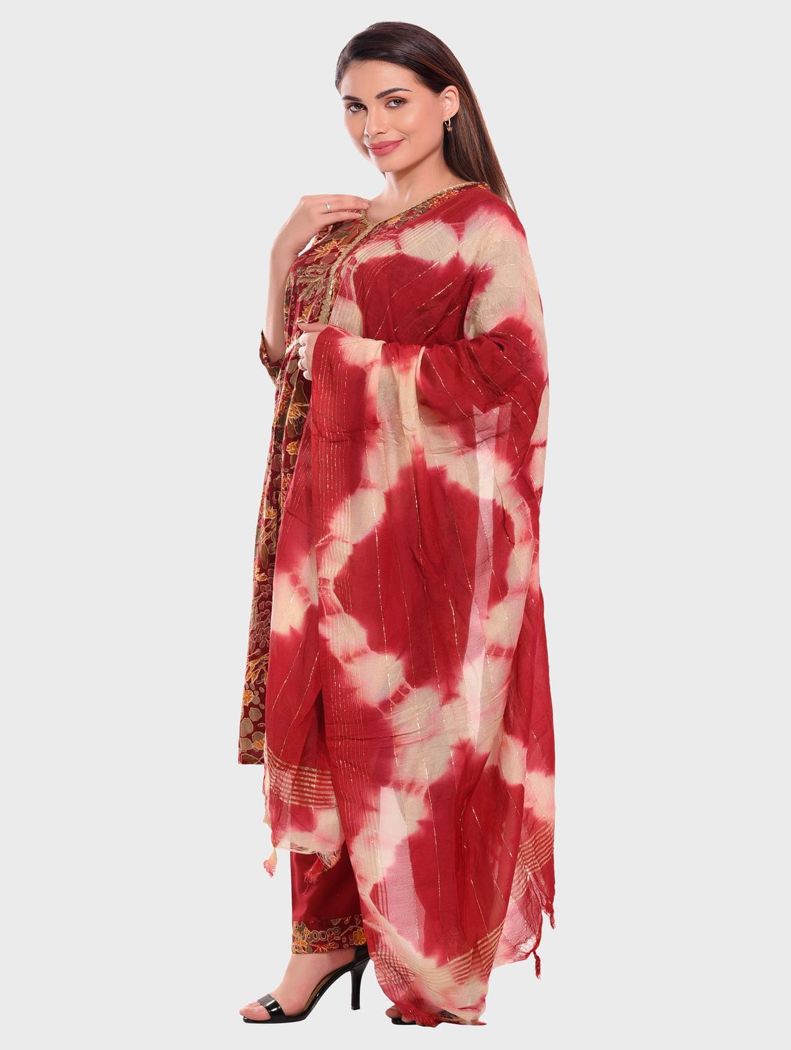 women red kurta pant set with dupatta - 20478829 - Standard Image - 1