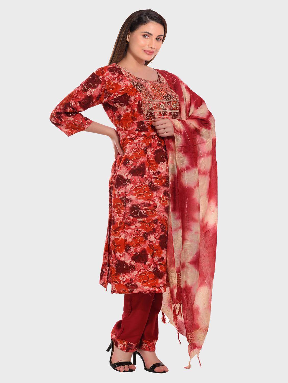 women red kurta salwar set with dupatta - 20478834 - Standard Image - 1