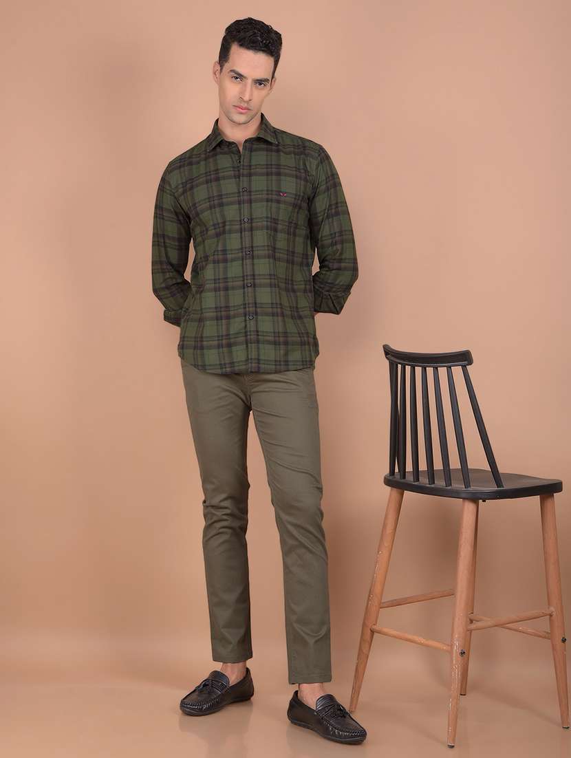 mne solid brown cotton slim fit casual trouser - 20478857 - Standard Image - 4