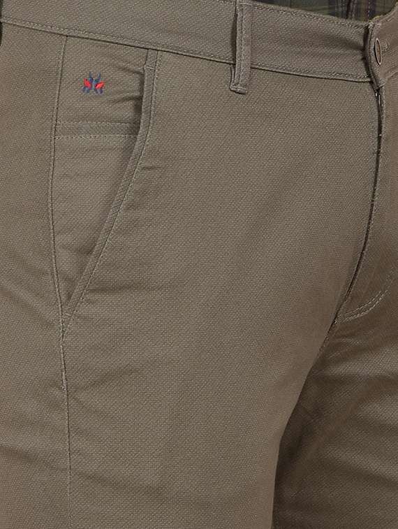 mne solid brown cotton slim fit casual trouser - 20478857 - Standard Image - 6