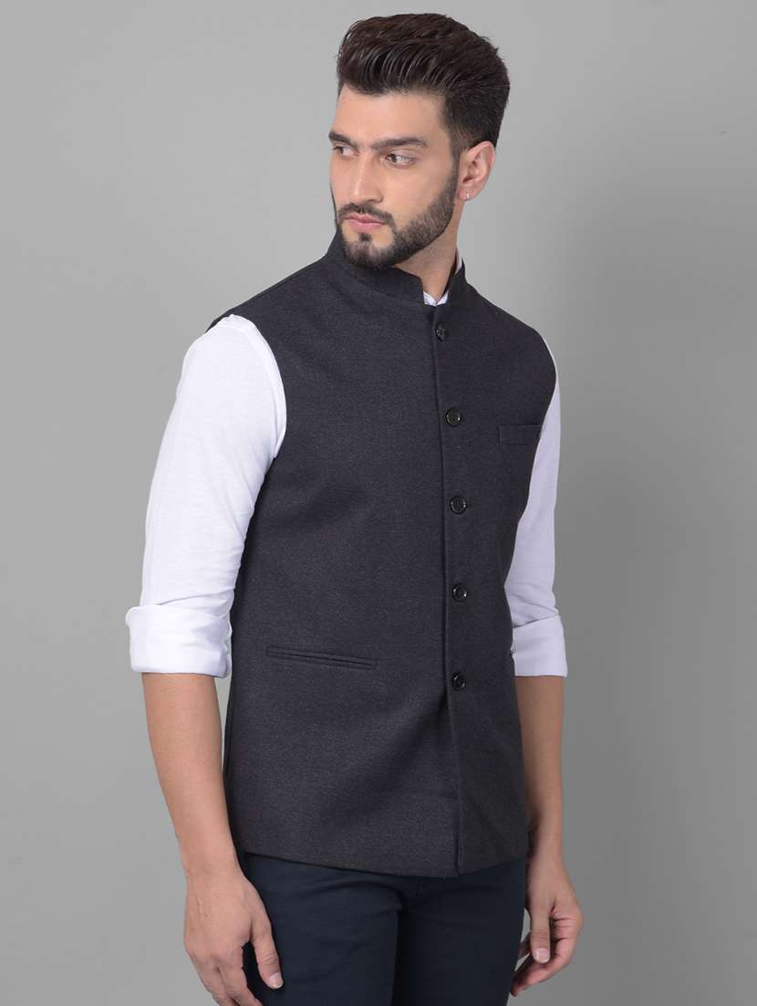 men black polyester blend classic waist coat - 20478867 - Standard Image - 1