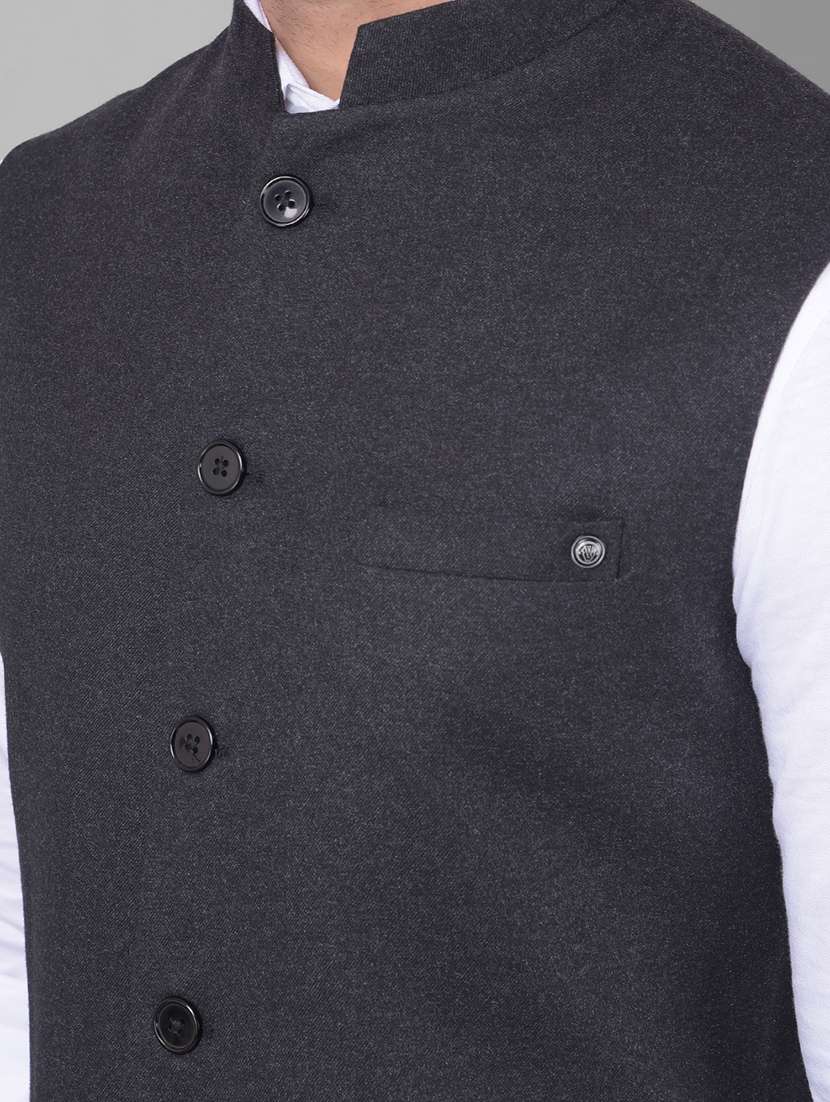 men black polyester blend classic waist coat - 20478867 - Standard Image - 4