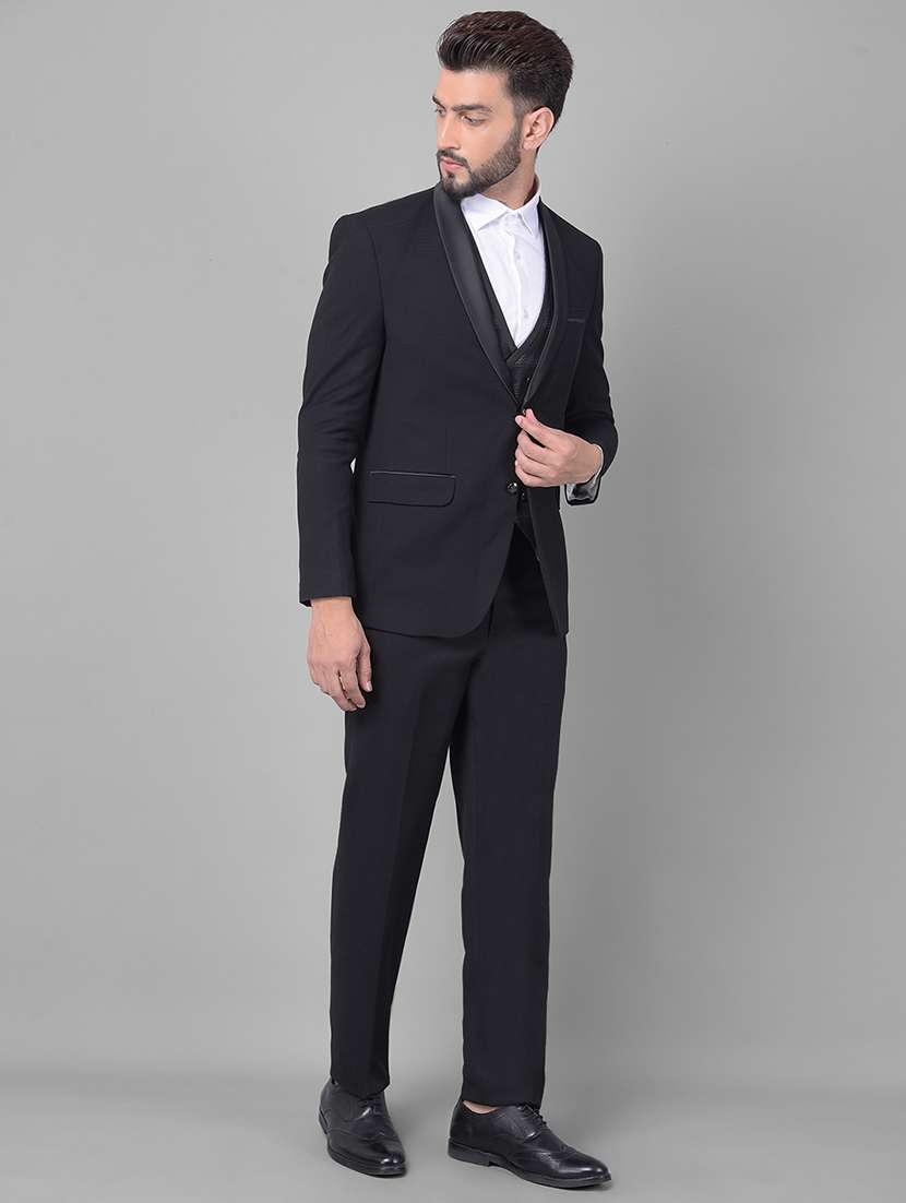 Men Black Polyester Blend Tuxedos Suit - 20478877 -  Standard Image - 1