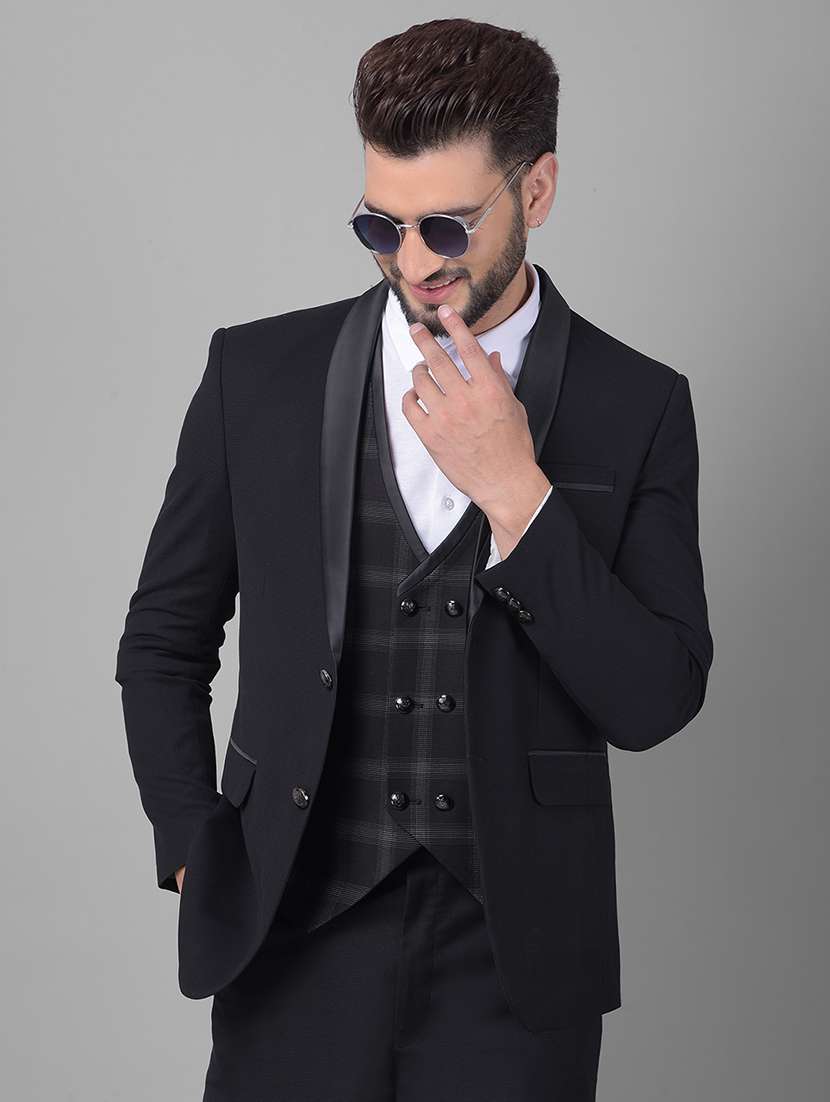 Men Black Polyester Blend Tuxedos Suit - 20478877 -  Standard Image - 4