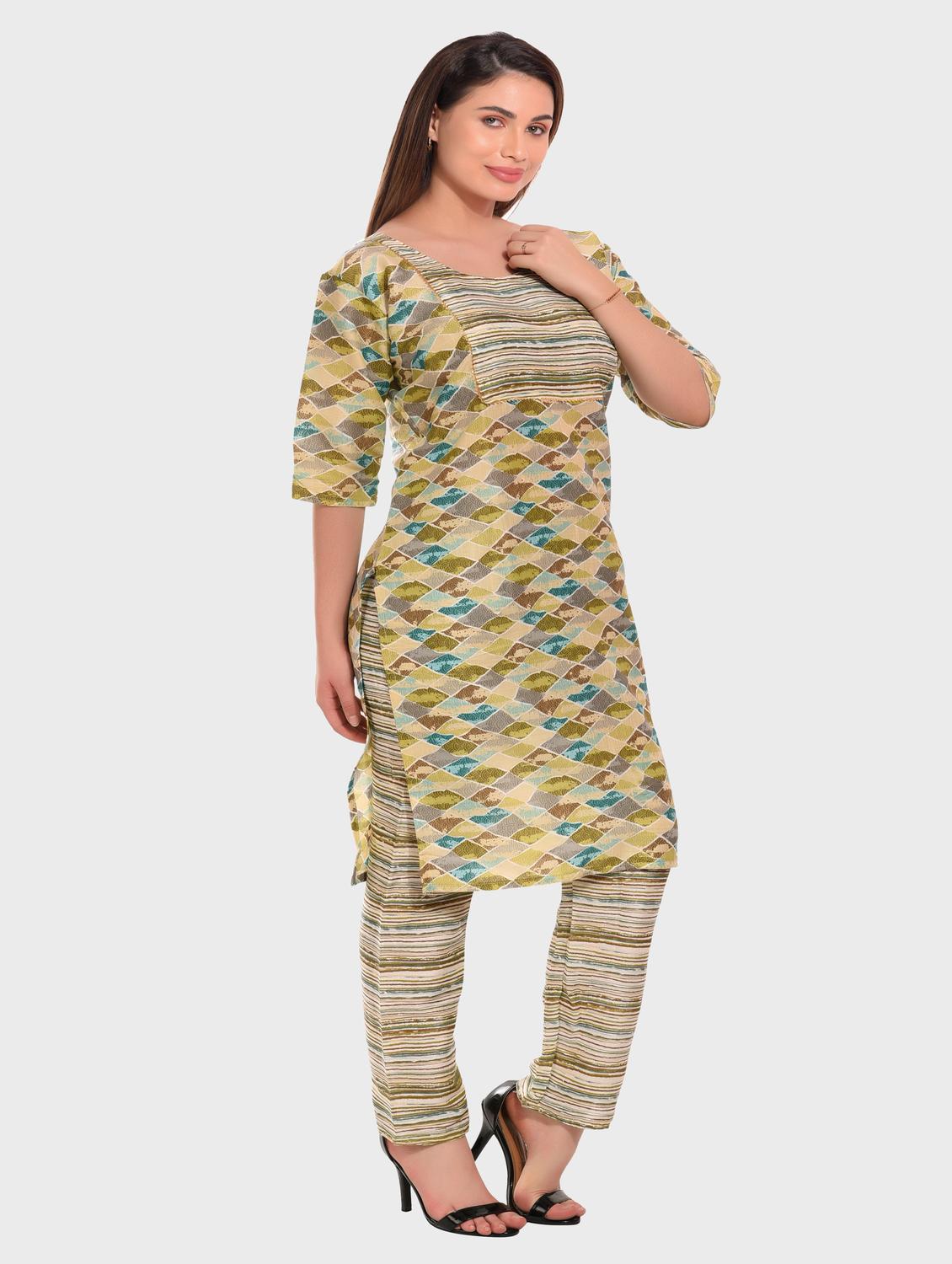 women multi color round neck kurta pant set - 20478887 - Standard Image - 1