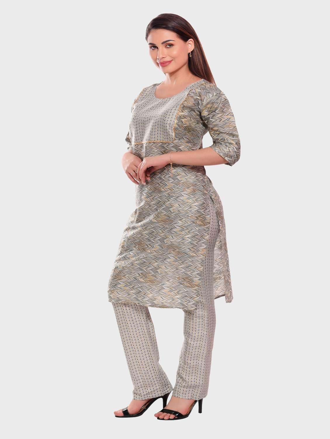 women multi color round neck kurta pant set - 20478889 -  Standard Image - 1