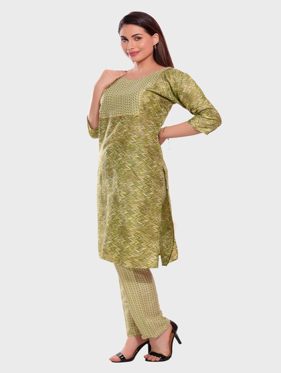 women round neck kurta pant set - 20478890 - Standard Image - 1