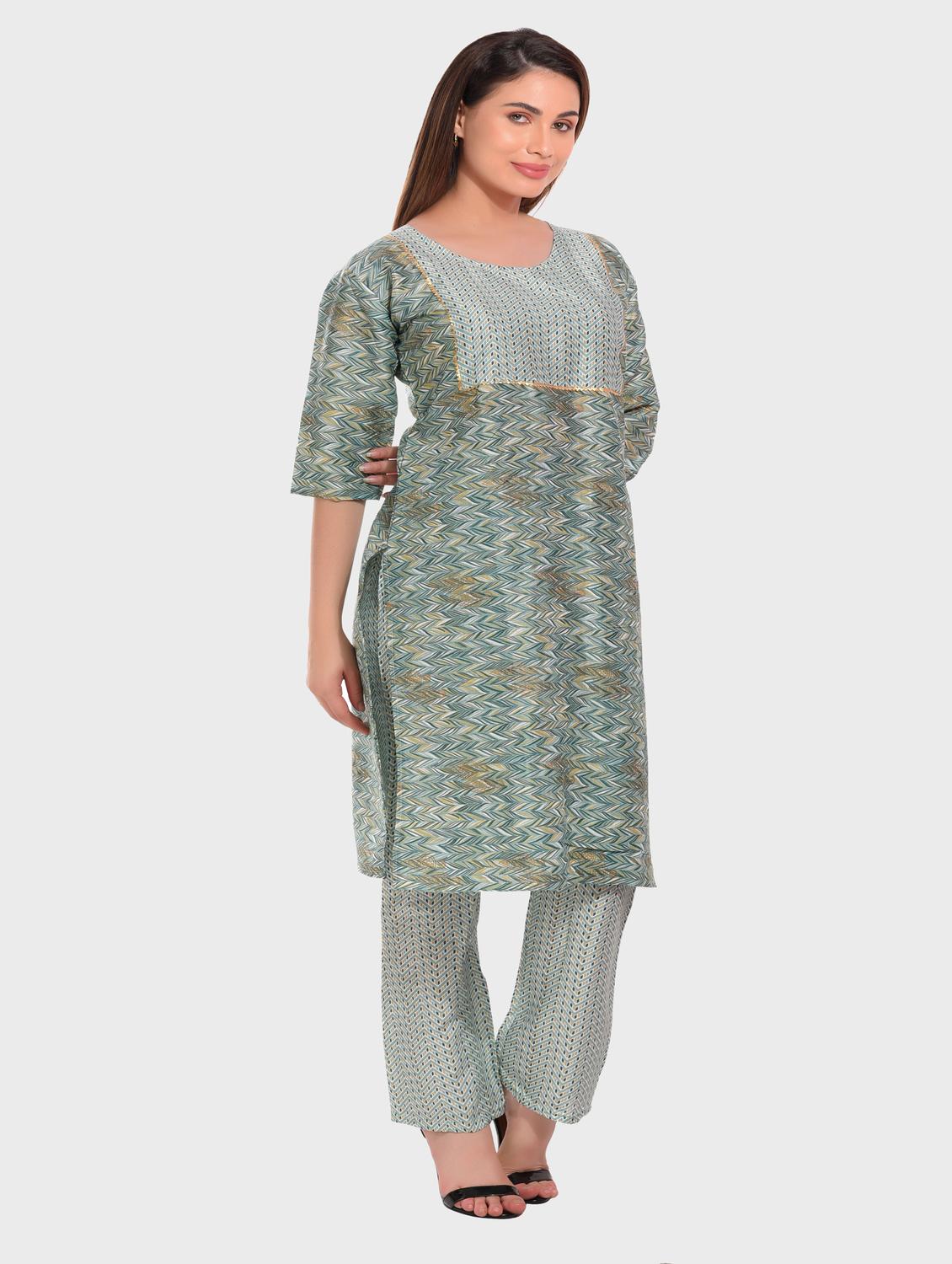 women multi color round neck kurta pant set - 20478891 - Standard Image - 1