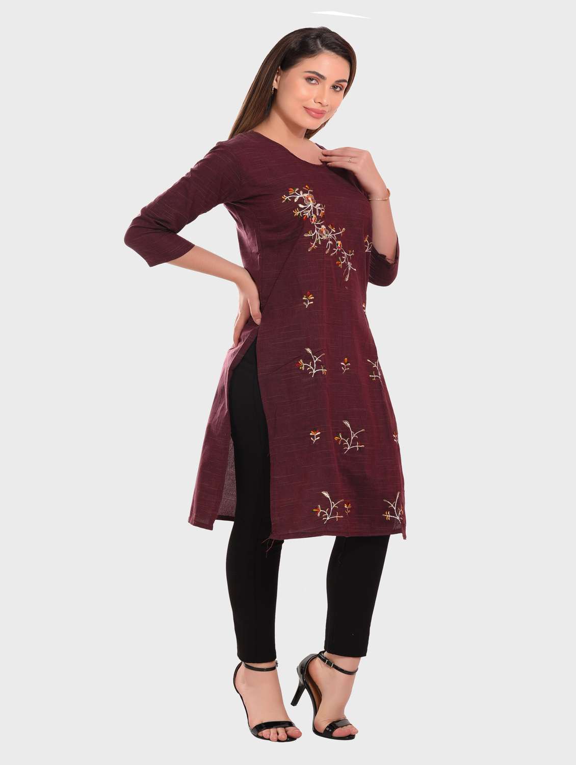 women embroidered straight kurta - 20479159 -  Standard Image - 1
