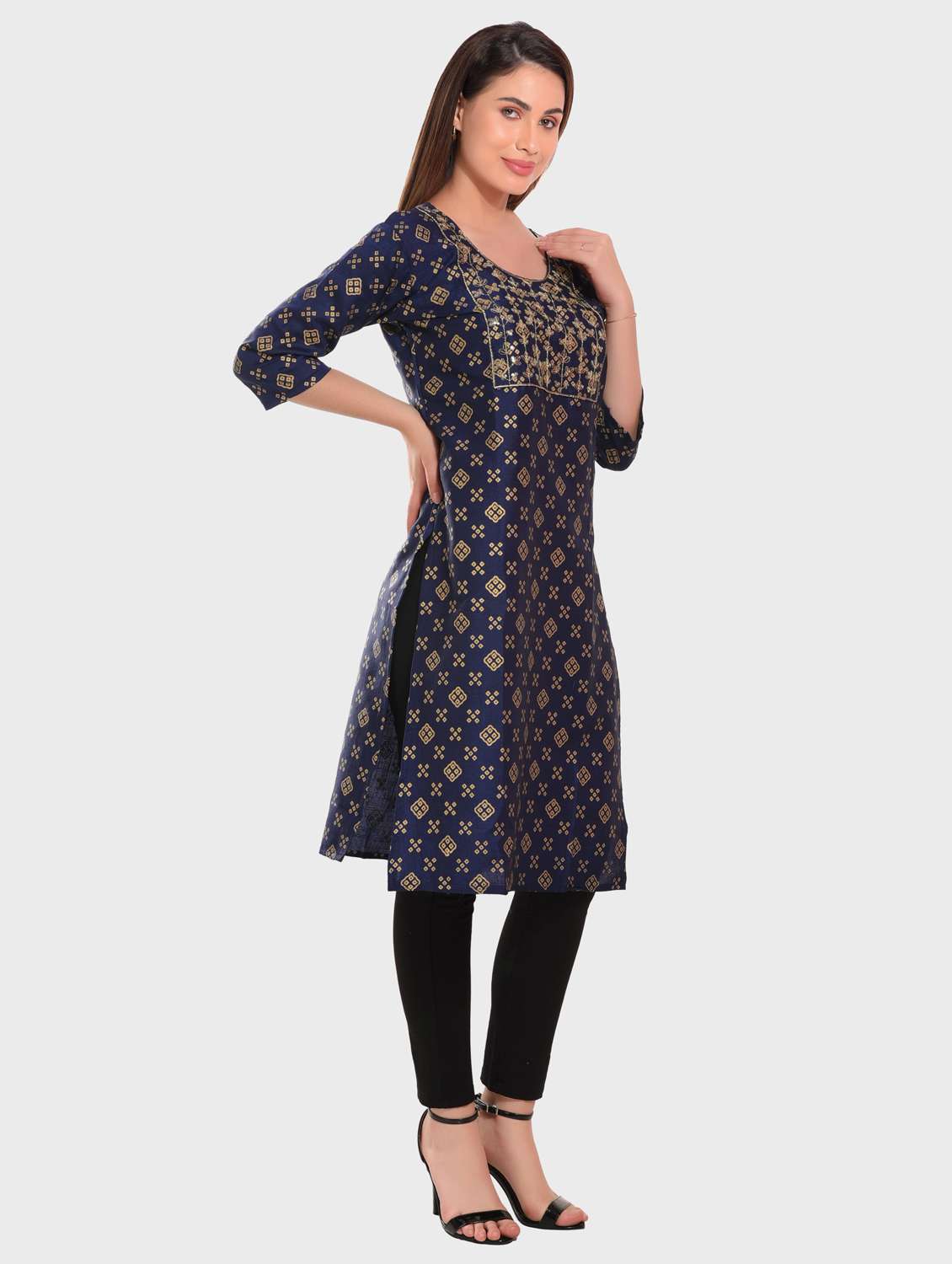 women bandhani printed straight kurta - 20479169 - Standard Image - 1