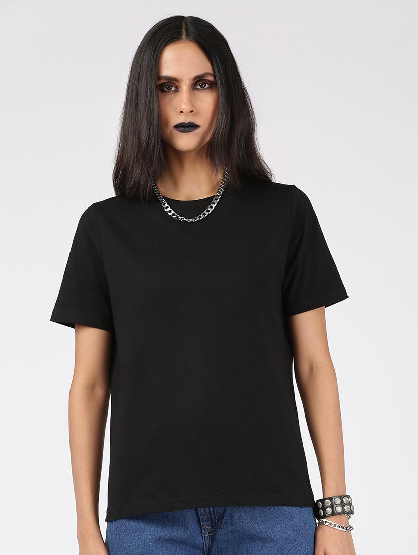 women black cotton regular t-shirt - 20483646 - Zoom Image - 0