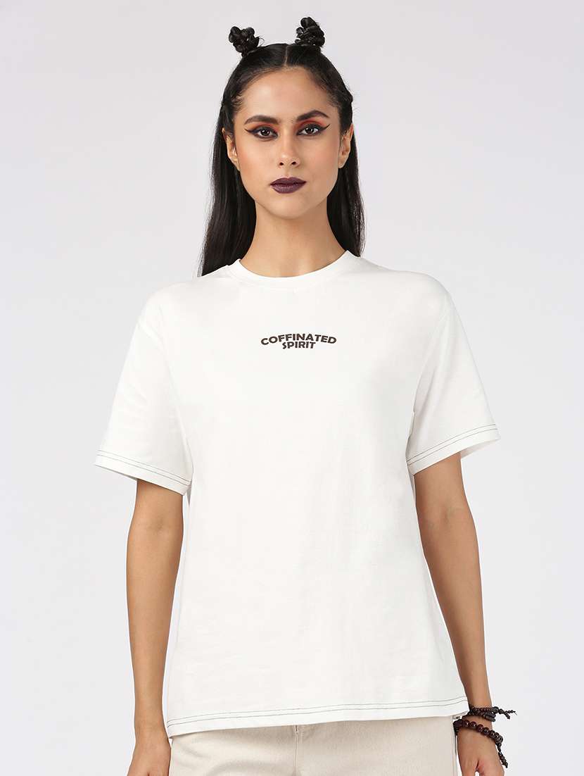 women's chest print round neck t-shirt