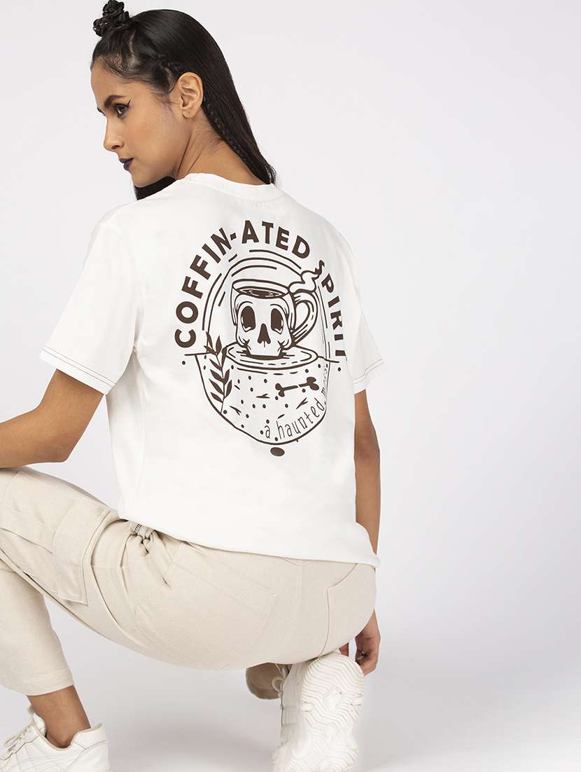 women's chest print round neck t-shirt - 20483647 -  Standard Image - 4