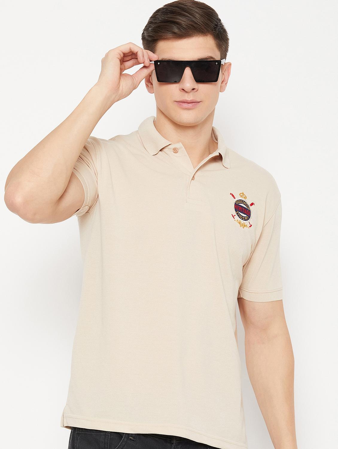 beige solid polo t-shirt - 20483771 - Zoom Image - 0