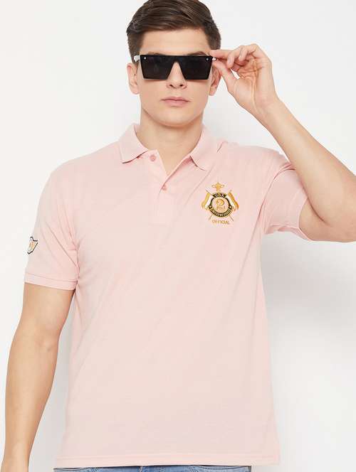 men pink regular fit short sleeve polo t-shirt - 20483774 - Standard Image - 0