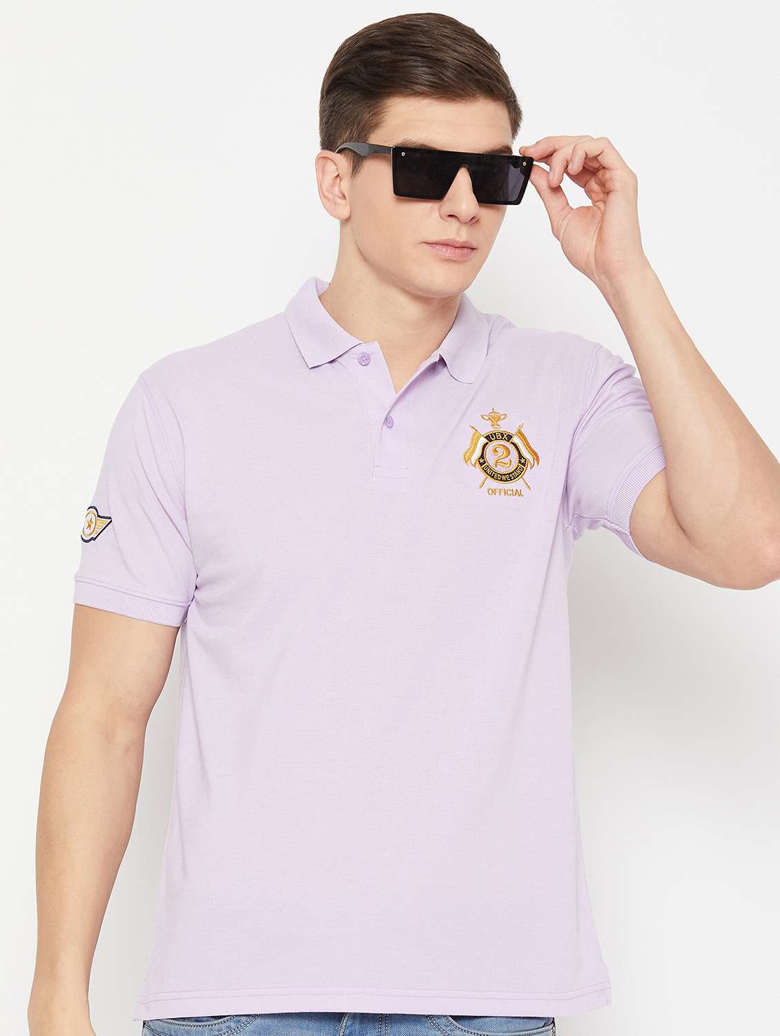 lavender solid polo t-shirt