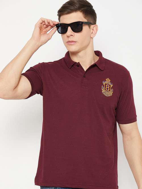 maroon solid polo t-shirt - 20483776 - Standard Image - 0