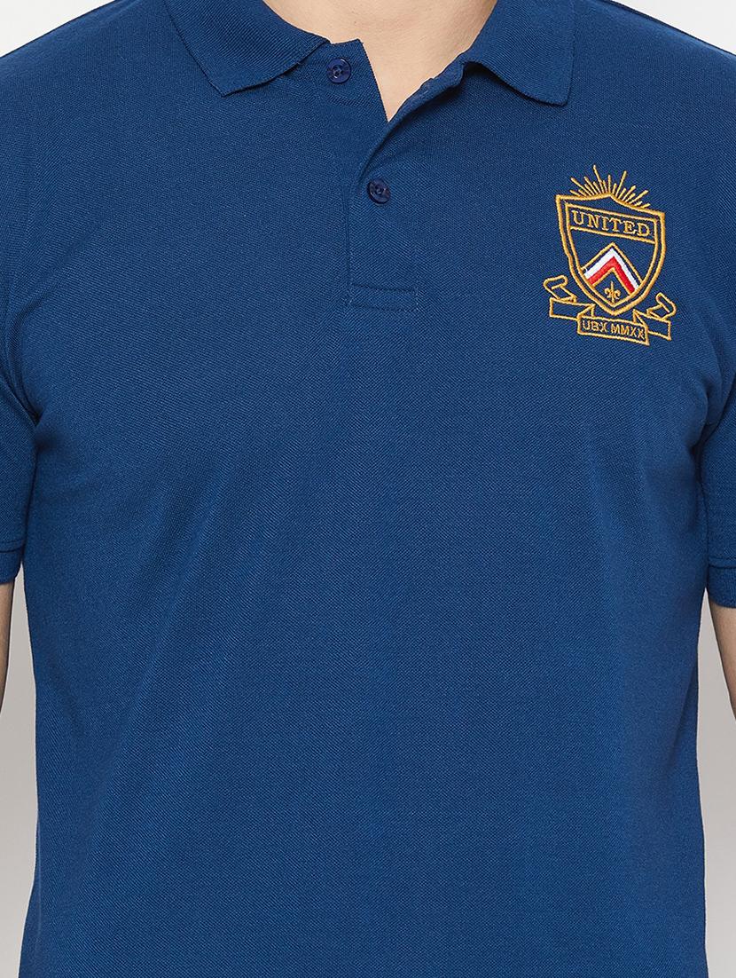 blue solid polo t-shirt - 20483781 - Standard Image - 4