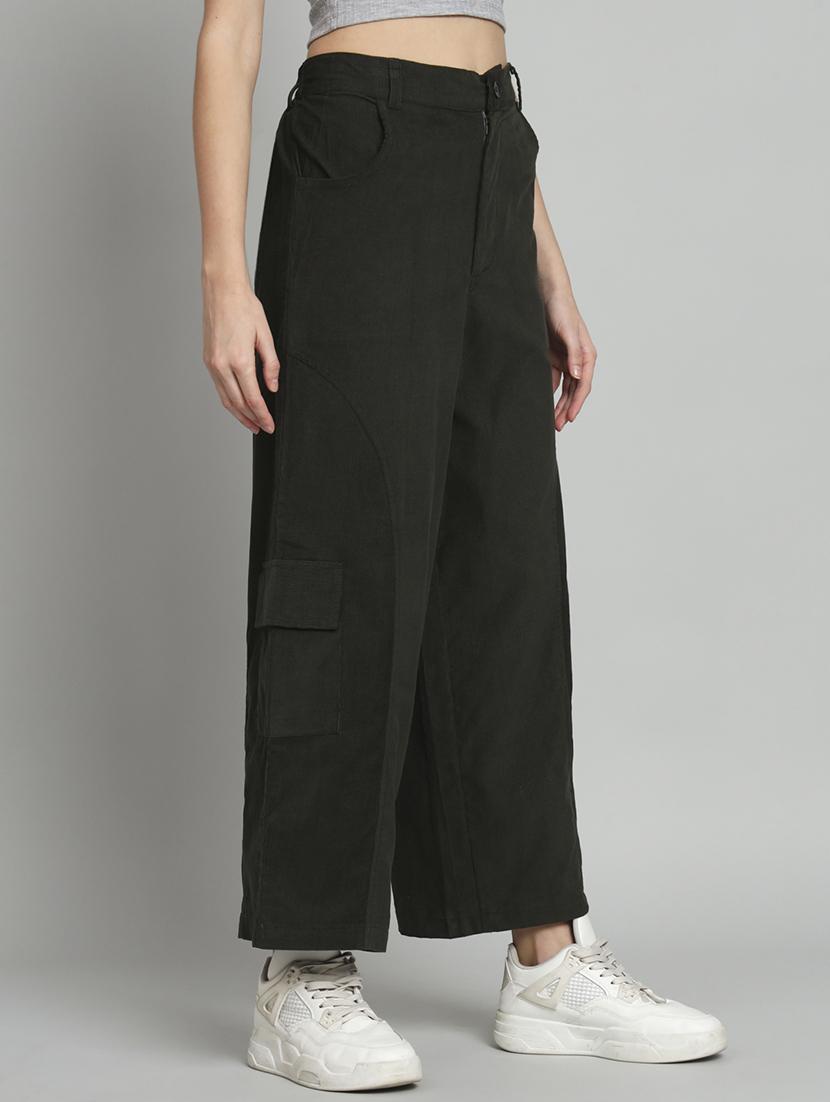 olive solid ankle length cargo - 20483796 -  Standard Image - 1
