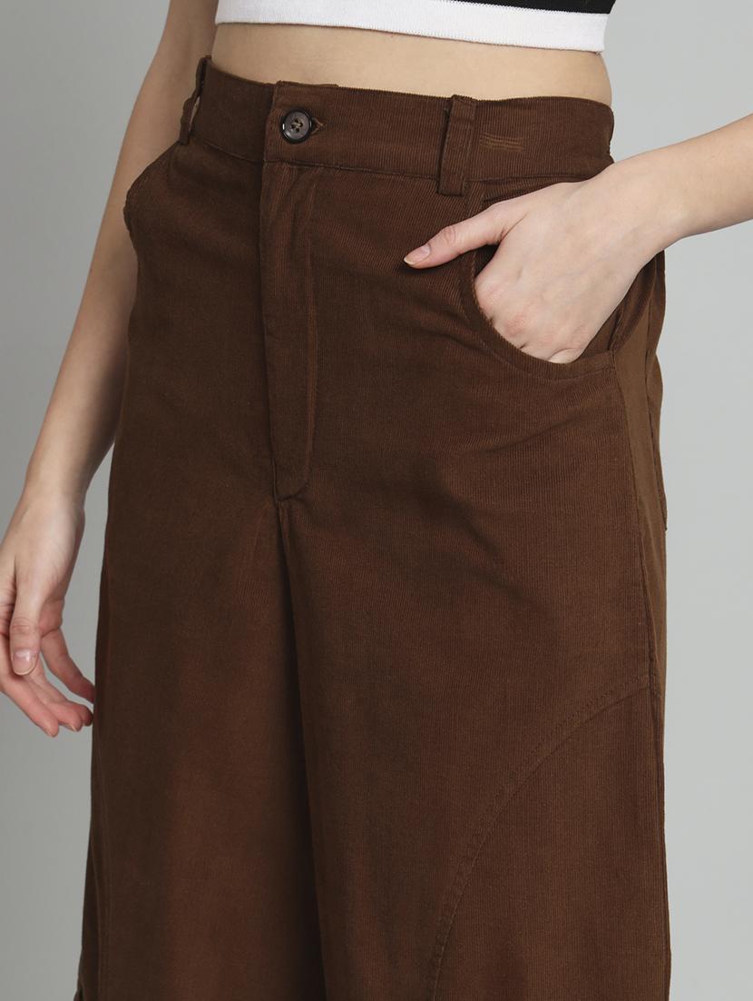 coffee brown solid ankle length cargo - 20483798 - Standard Image - 4