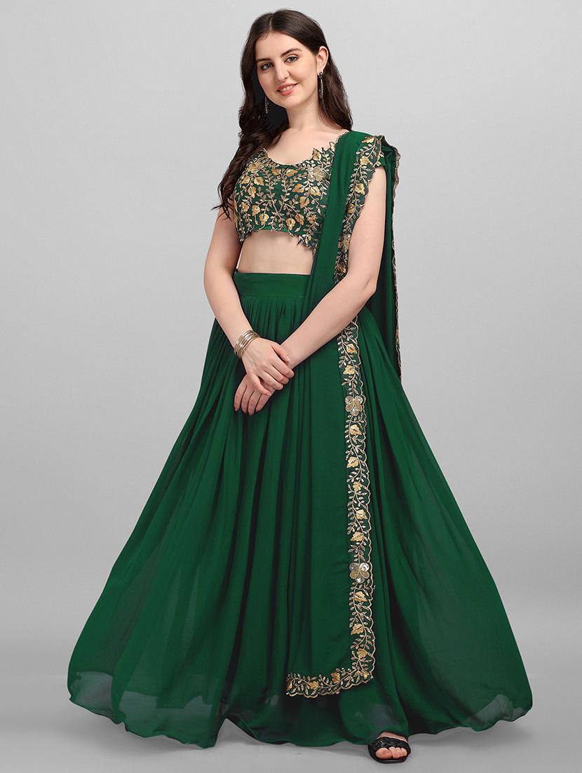 women green semi-stitched lehenga choli with dupatta - 20483810 - Standard Image - 1