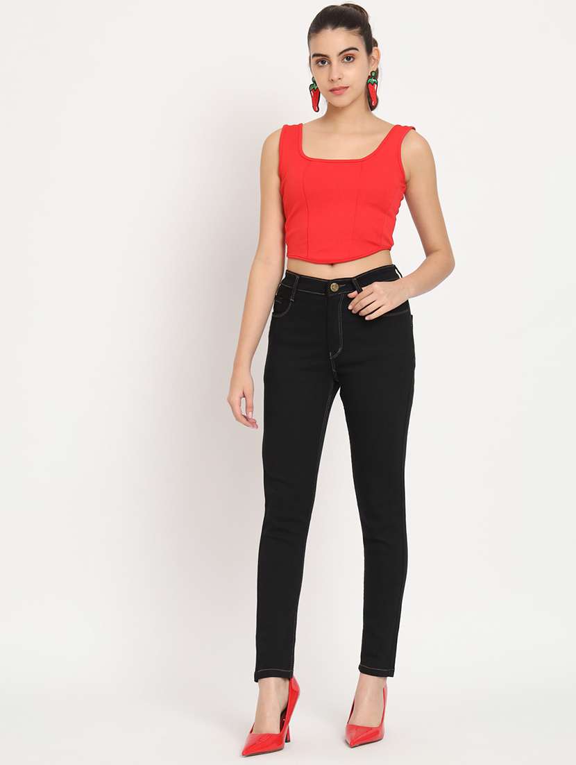 women's plain slim fit jeans - 20483865 - Standard Image - 4
