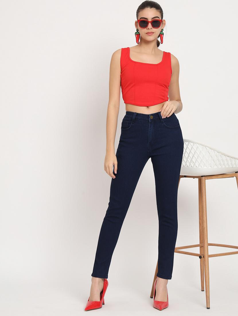 women's plain slim fit jeans - 20483872 - Standard Image - 4