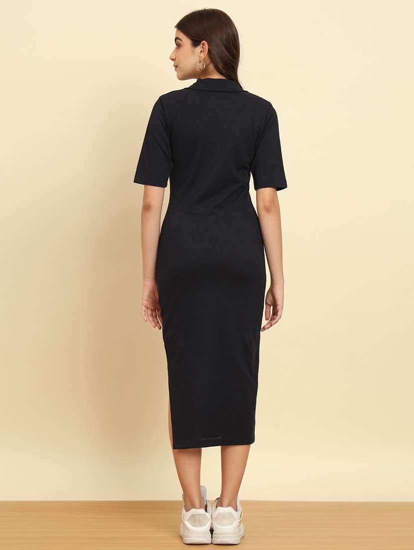 navy blue long slit dress - 20483939 -  Standard Image - 4