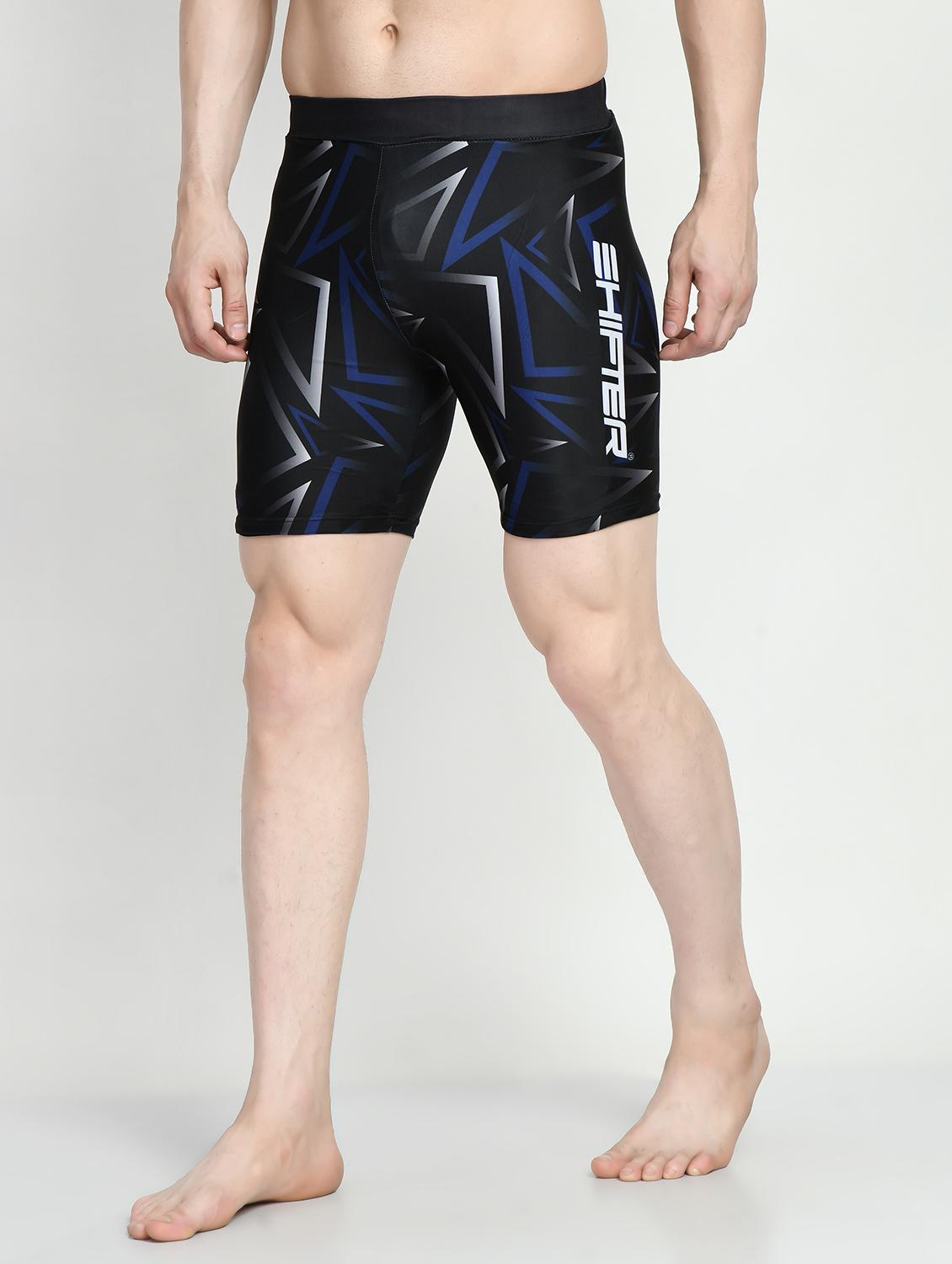 men geometric print black polyester blend swimwear trunks - 20484319 -  Standard Image - 1